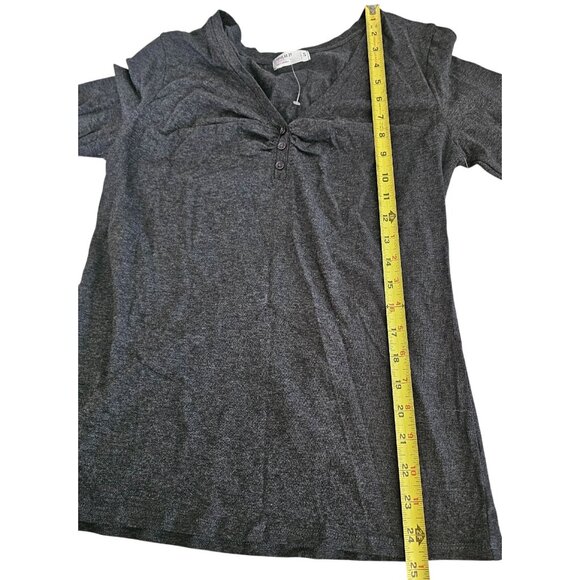 Popular 21 Maternity Shirt Charcoal Gray Long Sleeve V-Neck Top Size S NWT - Picture 6 of 9